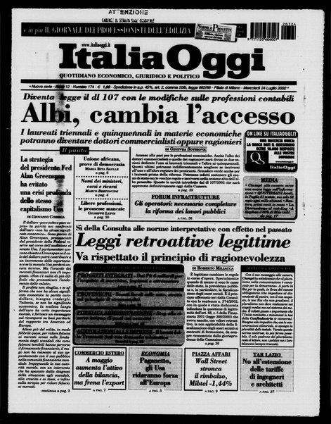 Italia oggi : quotidiano di economia finanza e politica